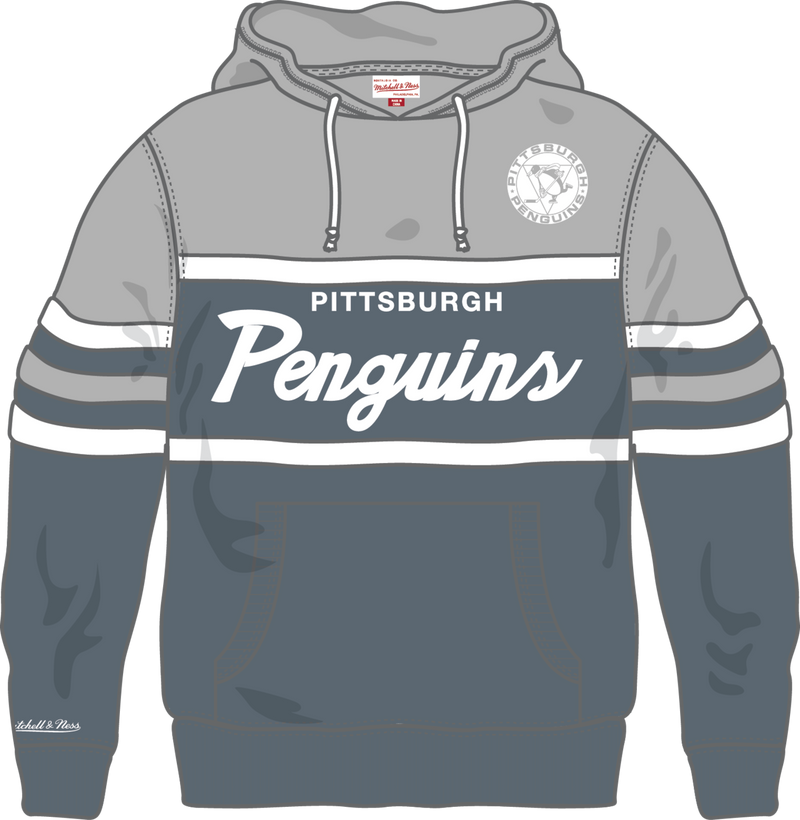 Mitchell & Ness Pittsburgh Penguins Light Grey Thunderstorm Head Coach Hoodie