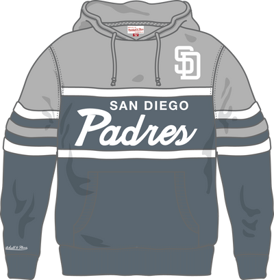 Mitchell & Ness San Diego Padres Light Grey Thunderstorm Head Coach Hoodie