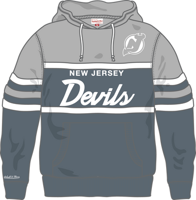 Mitchell & Ness New Jersey Devils Light Grey Thunderstorm Head Coach Hoodie