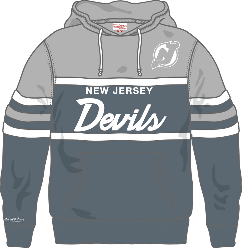 Mitchell & Ness New Jersey Devils Light Grey Thunderstorm Head Coach Hoodie