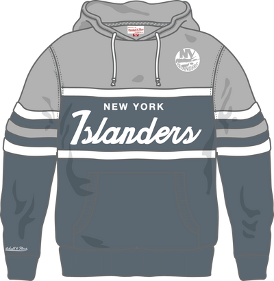 Mitchell & Ness New York Islanders Light Grey Thunderstorm Head Coach Hoodie
