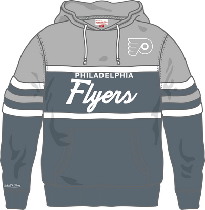 Mitchell & Ness Philadelphia Flyers Light Grey Thunderstorm Head Coach Hoodie