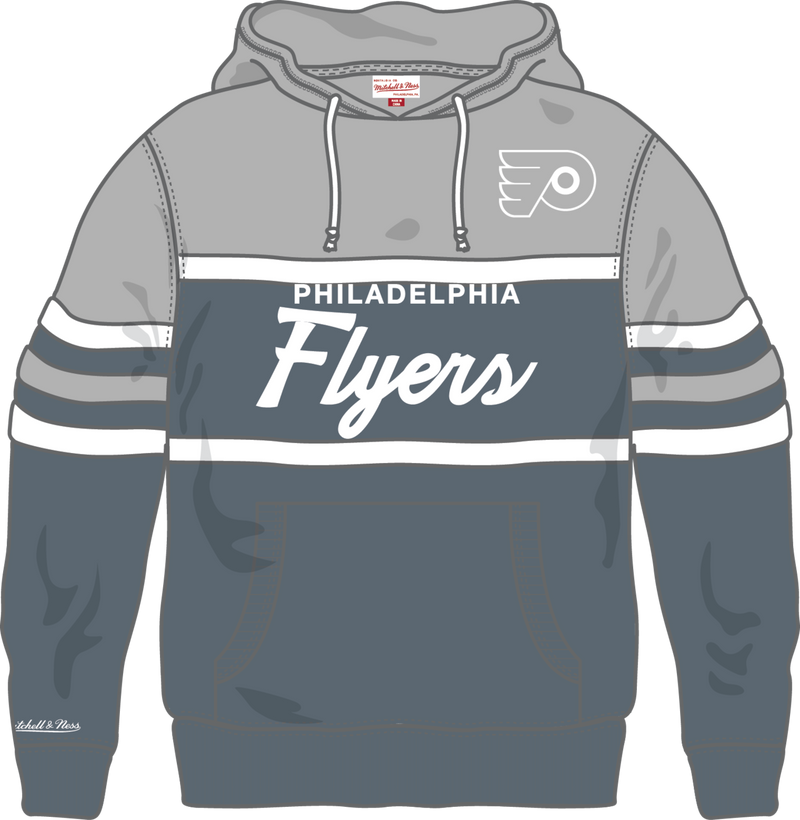 Mitchell & Ness Philadelphia Flyers Light Grey Thunderstorm Head Coach Hoodie