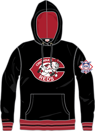 Mitchell & Ness Cincinnati Reds Black Playoff Win Lightweight Fleece Hoodie