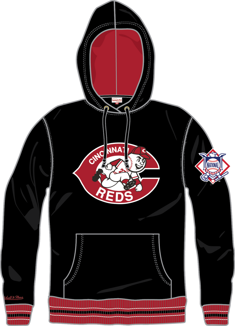 Mitchell & Ness Cincinnati Reds Black Playoff Win Lightweight Fleece Hoodie