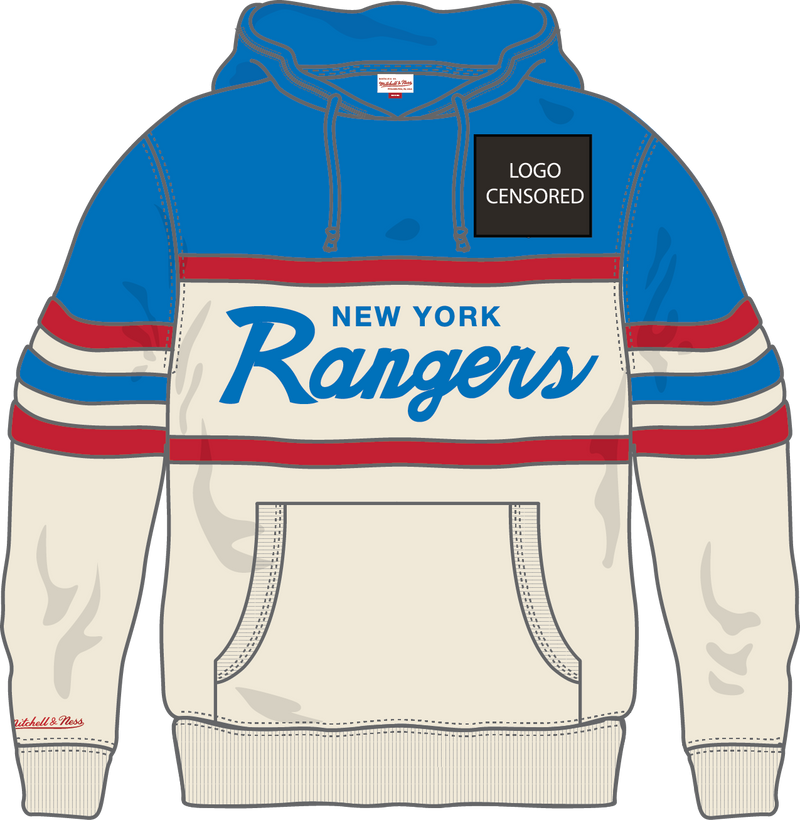 Mitchell & Ness New York Rangers Cream/French Blue 100th Anniversary Head Coach Hoodie