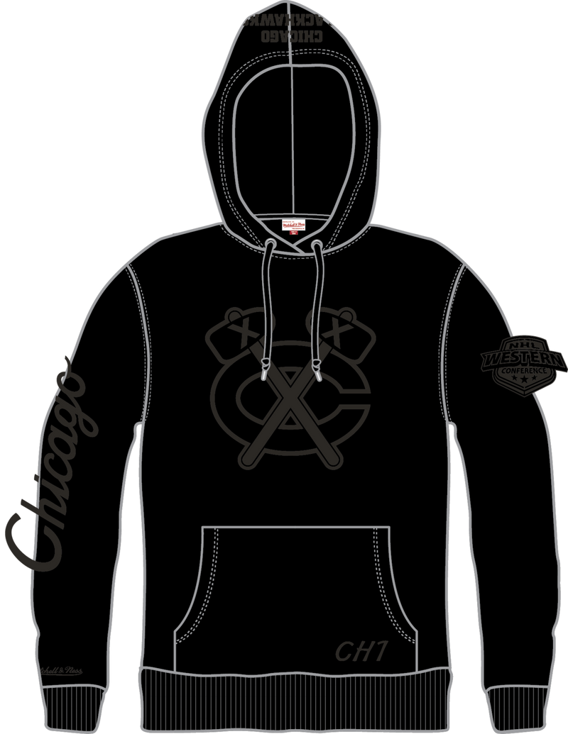 Mitchell & Ness Chicago Blackhawks Black Phantom Fleece Hoodie