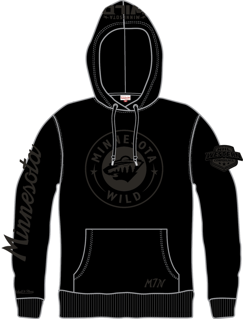 Mitchell & Ness Minnesota Wild Black Phantom Fleece Hoodie