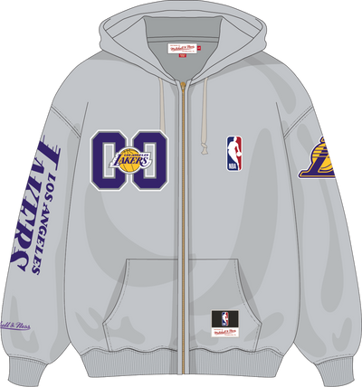 Mitchell & Ness Los Angeles Lakers Grey Too Maxxed Full Zip Hoodie