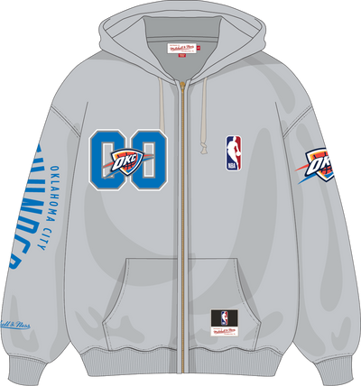 Mitchell & Ness Oklahoma City Thunder Grey Too Maxxed Full Zip Hoodie