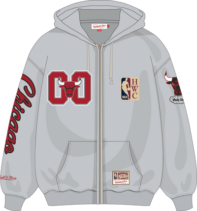 Mitchell & Ness Chicago Bulls Grey Too Maxxed Full Zip Hoodie
