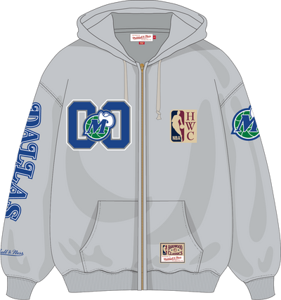 Mitchell & Ness Dallas Mavericks Grey Too Maxxed Full Zip Hoodie