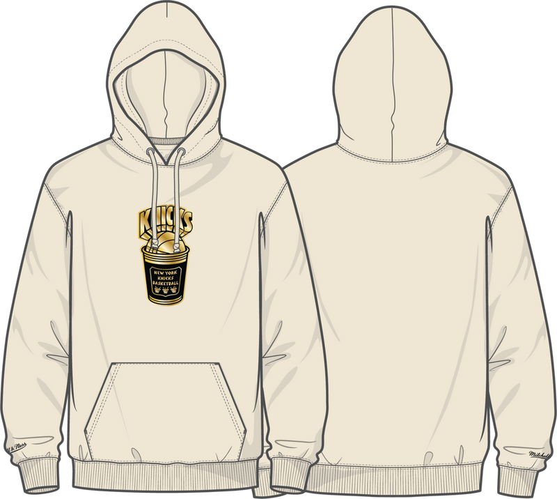 Mitchell & Ness New York Knicks Cream Hardwood Classics Gold Coffee Cup Hoodie