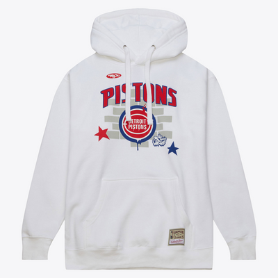Mitchell & Ness Detroit Pistons White Tats Cru Brick Hoodie