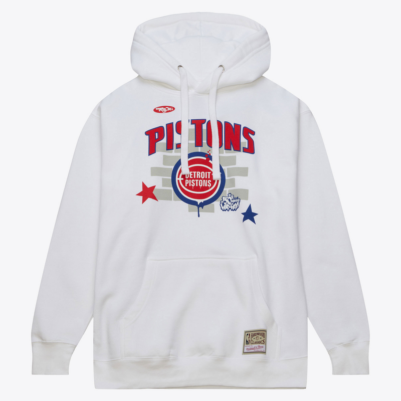 Mitchell & Ness Detroit Pistons White Tats Cru Brick Hoodie