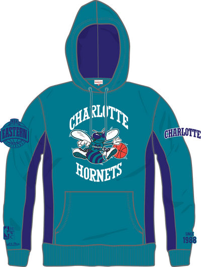 Mitchell & Ness Charlotte Hornets Hornets Blue Vintage Logo Team Origins Fleece Hoodie