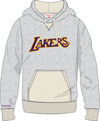 Mitchell & Ness Los Angeles Lakers Grey Heather/Cream Vintage Logo Heritage Collection Fleece Hoodie