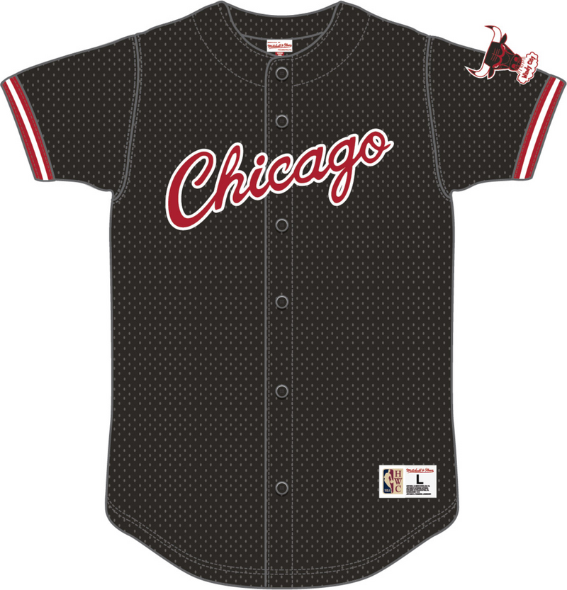 Mitchell & Ness Chicago Bulls Black On the Clock Mesh Button Front