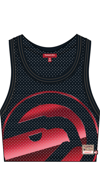 Mitchell & Ness Women's Atlanta Hawks Black Big Face 4.0 Crop Tank