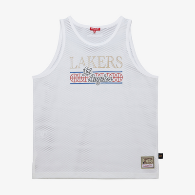 Mitchell & Ness Women's Los Angeles Lakers White Dune Royal Mesh Tank