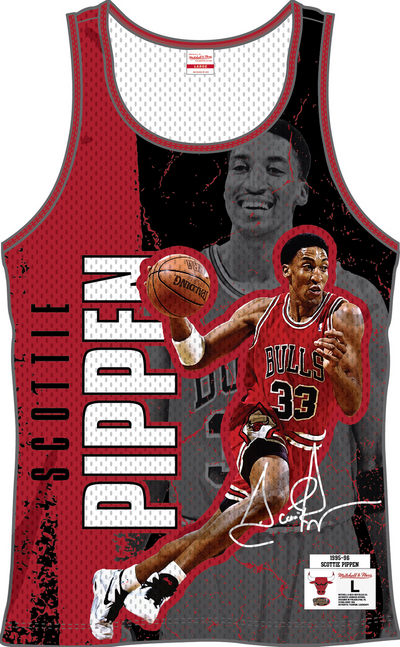 Mitchell & Ness Scottie Pippen Chicago Bulls Scarlet Player Burst Mesh Tank