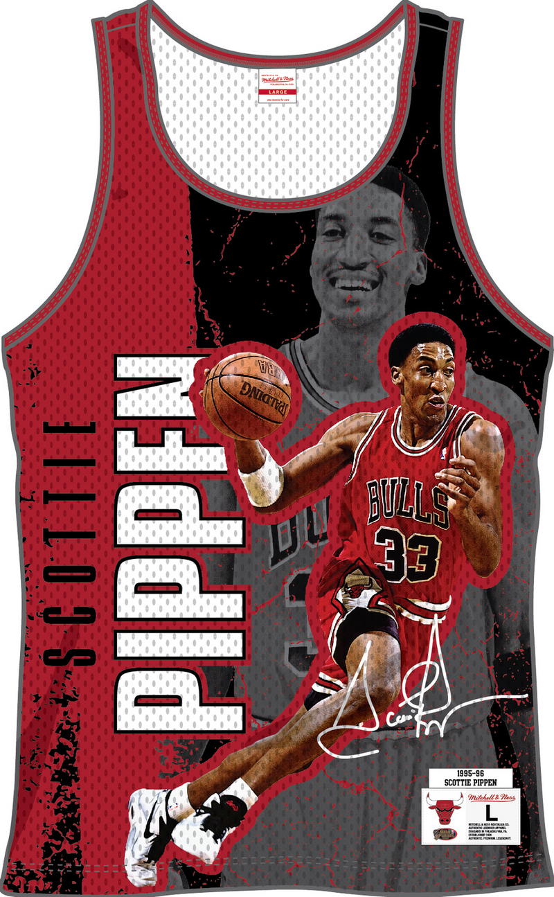 Mitchell & Ness Scottie Pippen Chicago Bulls Scarlet Player Burst Mesh Tank