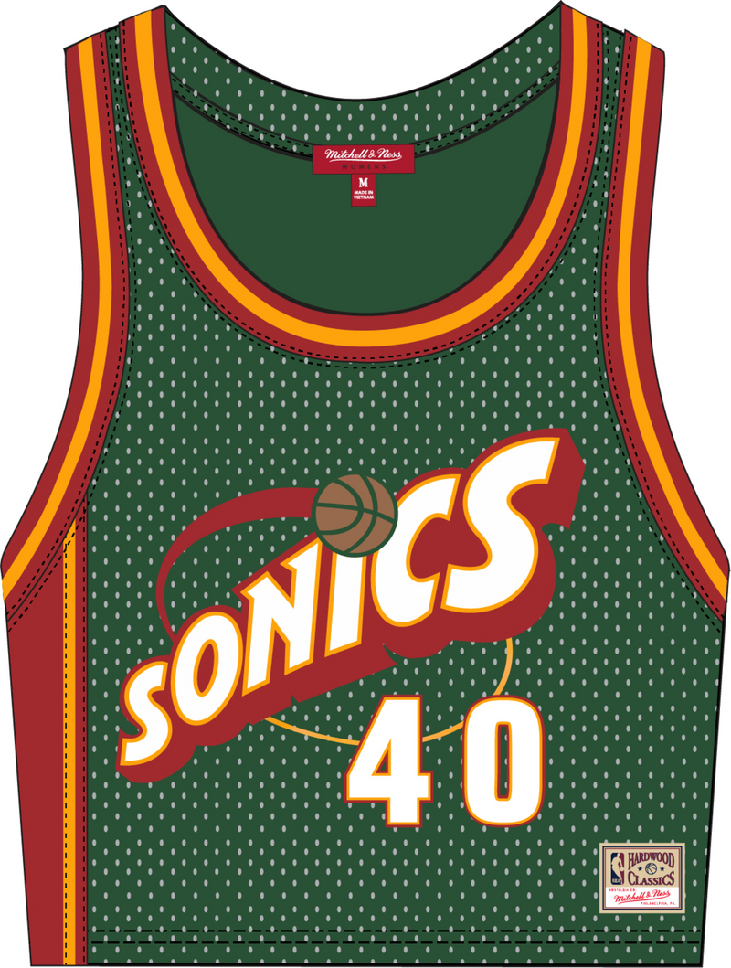 Mitchell & Ness Women's Shawn Kemp Seattle Supersonics 1995 Green N&N Crop Tank