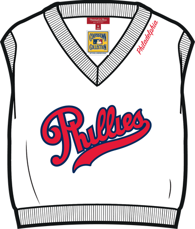 Mitchell & Ness Women's Philadelphia Phillies Red Crop Knit Hat Sweater Vest