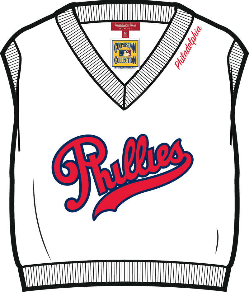 Mitchell & Ness Women's Philadelphia Phillies Red Crop Knit Hat Sweater Vest