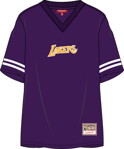 Mitchell & Ness Women's Los Angeles Lakers Purple V-Neck Boyfriend T-Shirt