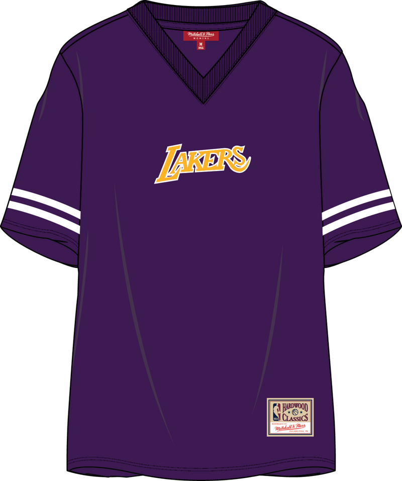 Mitchell & Ness Women's Los Angeles Lakers Purple V-Neck Boyfriend T-Shirt