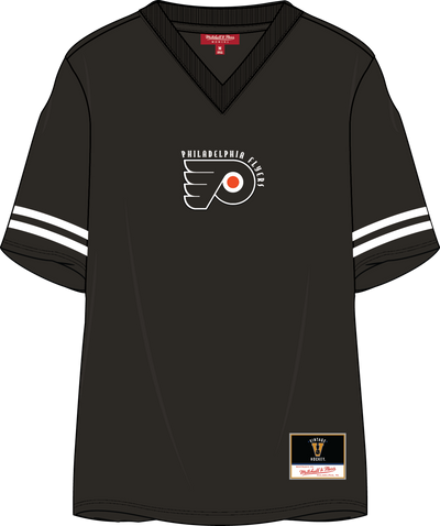 Mitchell & Ness Women's Philadelphia Flyers Black V-Neck Boyfriend T-Shirt