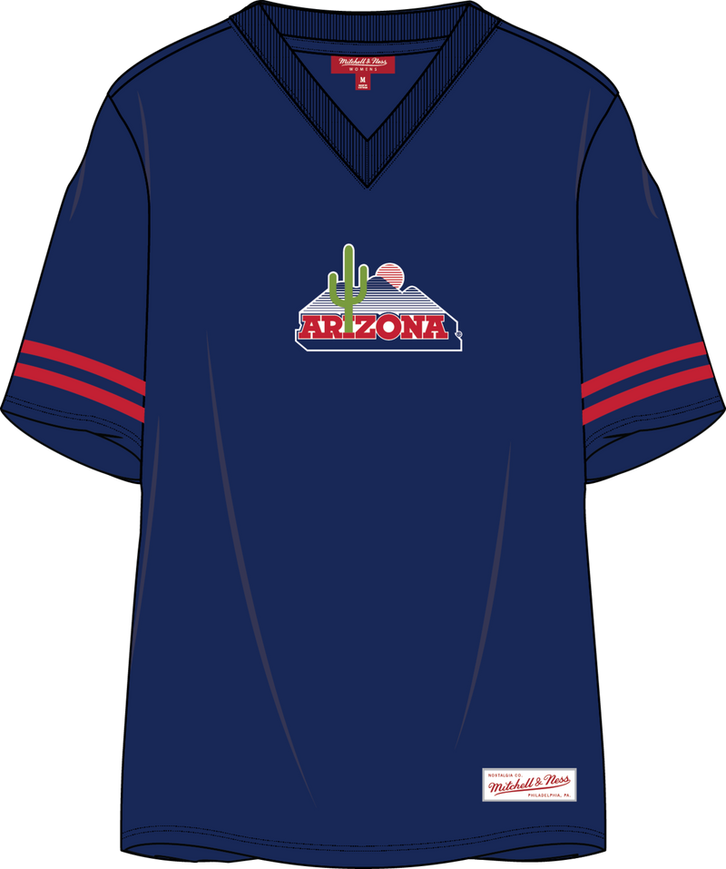 Mitchell & Ness Women's University of Arizona Blue V-Neck Boyfriend T-Shirt Wildcats