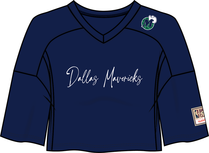 Mitchell & Ness Women's Dallas Mavericks Blue Crop Mesh V-Neck Jersey