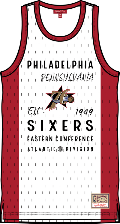 Mitchell & Ness Women's Philadelphia 76ers White Oversized Mesh Tank Top