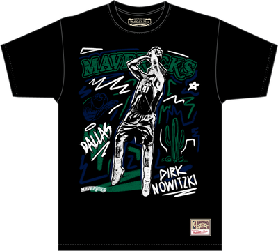Mitchell & Ness Dirk Nowitzki Dirk Nowitzki Dallas Mavericks Black Chalked Up T-Shirt