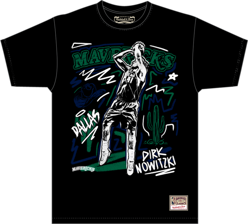 Mitchell & Ness Dirk Nowitzki Dallas Mavericks Black Chalked Up T-Shirt