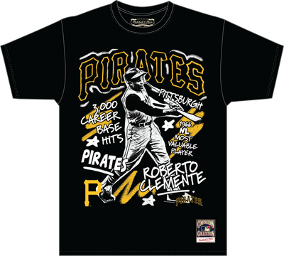 Mitchell & Ness Roberto Clemente Roberto Clemente Pittsburgh Pirates Black Chalked Up T-Shirt