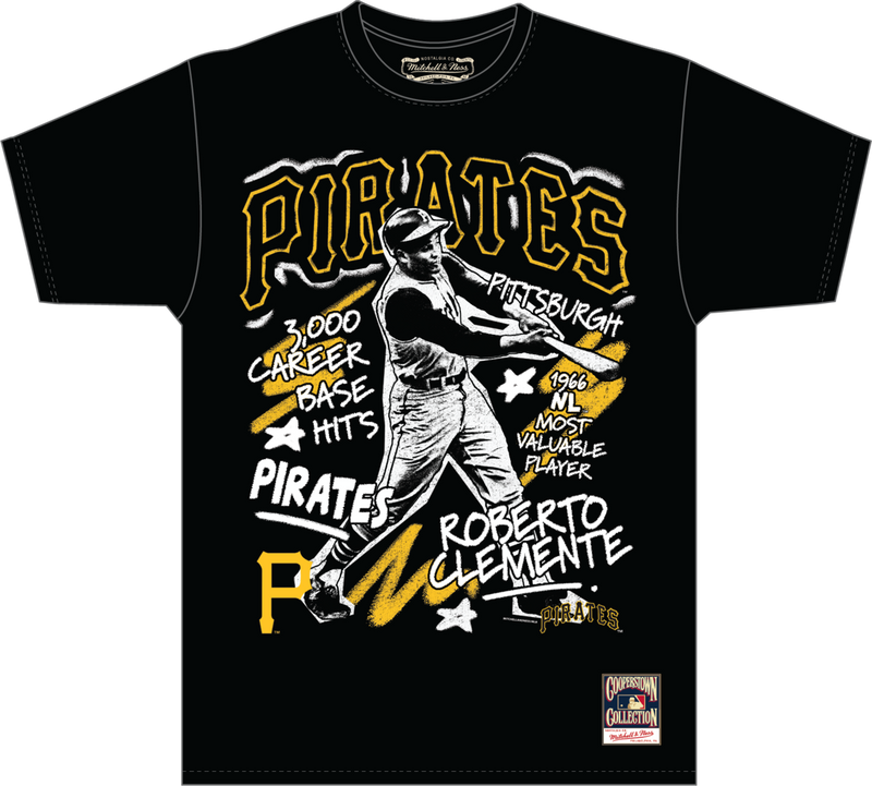 Mitchell & Ness Roberto Clemente Pittsburgh Pirates Black Chalked Up T-Shirt