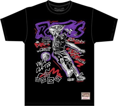 Mitchell & Ness Vince Carter Vince Carter Toronto Raptors Black Chalked Up T-Shirt