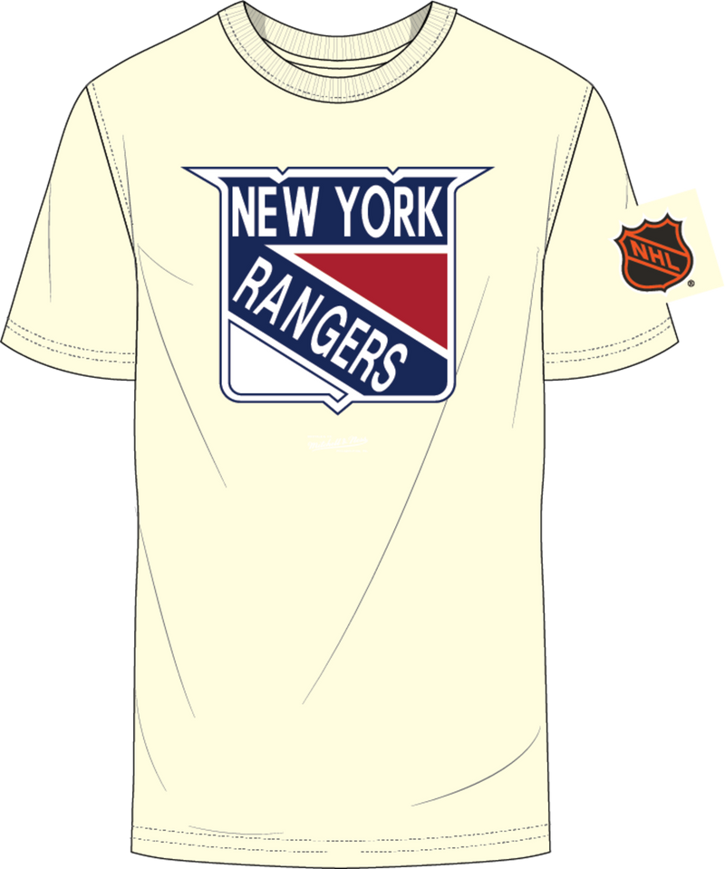 Mitchell & Ness New York Rangers Cream Vintage Logo T-Shirt