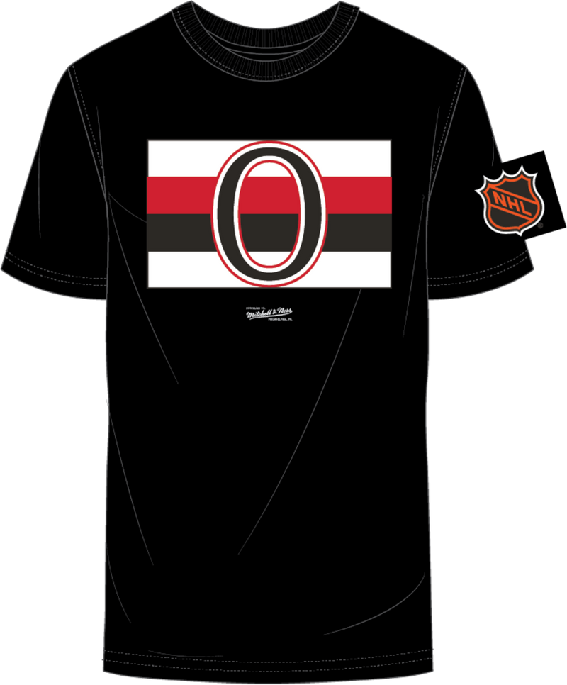 Mitchell & Ness Ottawa Senators Black Vintage Logo T-Shirt