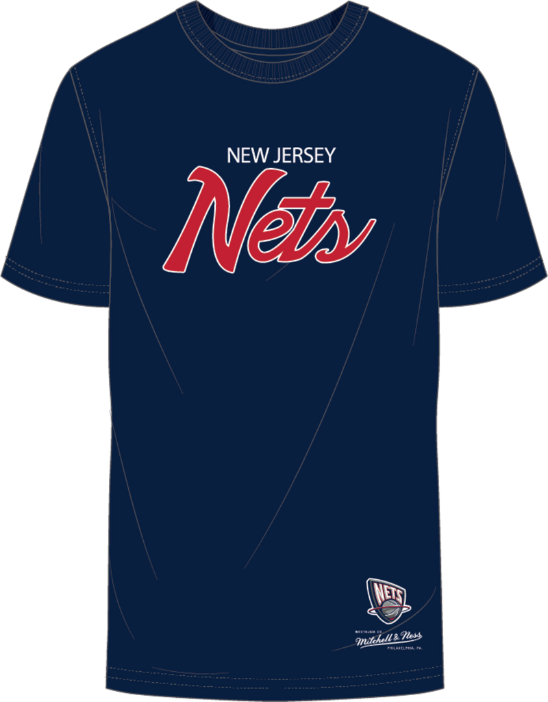Mitchell & Ness New Jersey Nets Navy Vintage Wordmark T-Shirt