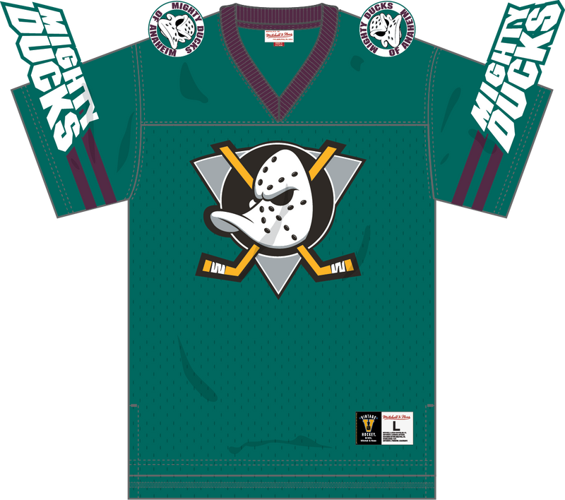 Mitchell & Ness Anaheim Ducks Teal Playmaker Cotton Mesh V-Neck