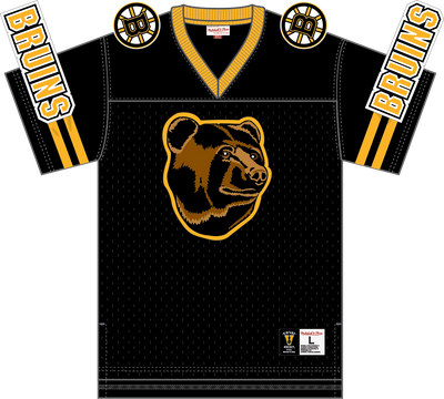 Mitchell & Ness Boston Bruins Black Playmaker Cotton Mesh V-Neck