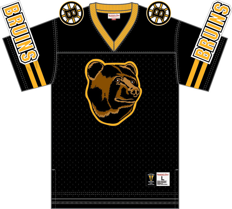Mitchell & Ness Boston Bruins Black Playmaker Cotton Mesh V-Neck