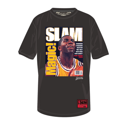 Mitchell & Ness Magic Johnson Los Angeles Lakers Dark Grey Slam Cover T-Shirt