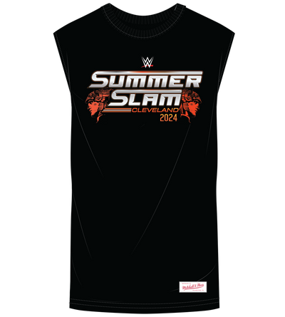 Mitchell & Ness Black Summerslam Logo Muscle T-Shirt