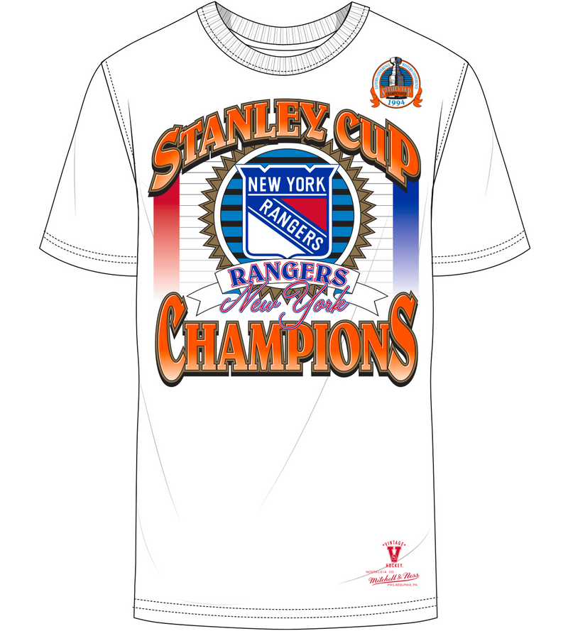 Mitchell & Ness New York Rangers White Stanley Cup Lines T-Shirt