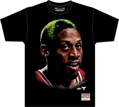Mitchell & Ness Dennis Rodman Chicago Bulls Black Real Big Face T-Shirt